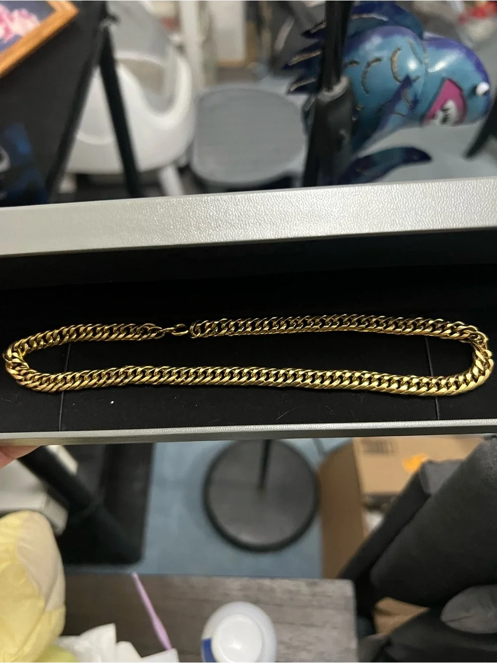 Gold Plated Curb Chain Necklace 15”